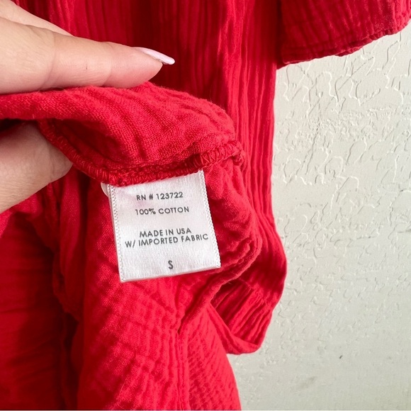 Xierna Kendall Red Cotton Gauze Midi Dress - Picture 8 of 9